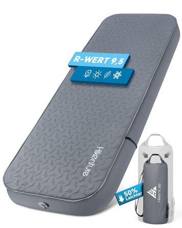 Самонадувний кемпінговий килимок HIKENTURE Comfort Plus, потовщена ізоляційна підстилка для кемпінгу з насосом-мішком, сіра