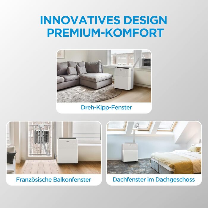 Мобільний кондиціонер Midea PortaSplit-E 12000 BTU (3.5 кВт) персикового кольору: охолодження A++/опалення A+, до 42 м² / 105 м³, надтихий (39 дБ)
