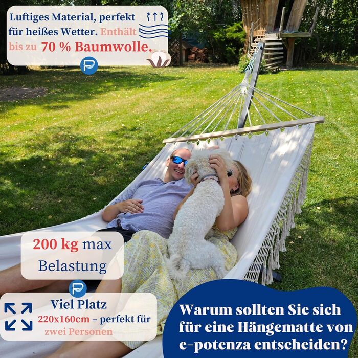 Гамак з підставкою Potenza Outdoor для 2 осіб XXL (220x160 см), витримує до 200 кг, стійкий до погодних умов, колір зелено-блакитний, стійка графіт
