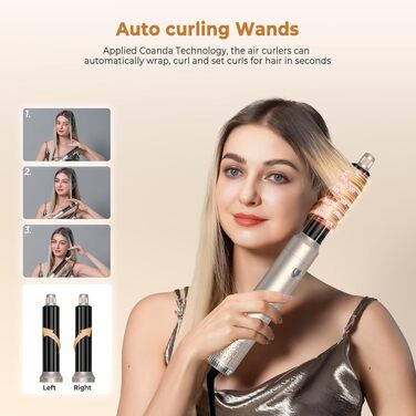 UKLISS Hairstyler 6 в 1: Професійний набір для укладки волосся (фен-щітка, плойка, випрямляч) 1000W, срібно-золотий