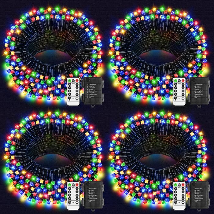 Світлодіодна гірлянда 30м 1000 LED для вулиці та дому, водонепроникна з пультом та таймером, 8 режимів роботи, багатоколірна (на батарейках)