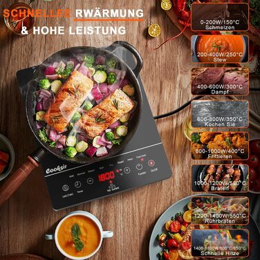 Плита електрична склокерамічна 2000W 28 см з таймером та блокуванням Glaskeramikkochfeld