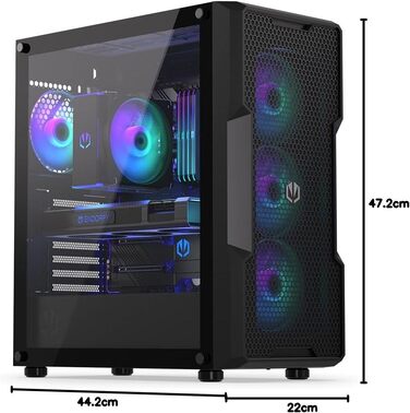 Комп'ютерний корпус ENDORFY Regnum 400 ARGB з 4 вентиляторами 120 мм ARGB, скляна бокова панель, просторий, високий повітряний потік, EY2A009
