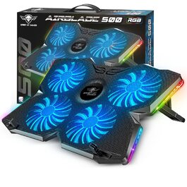Охолоджувач для ноутбука Spirit of Gamer AIRBLADE 500 (10-17 дюймів), 4 тихі вентилятори, RGB підсвітка, сумісність з PC, PS5, PS4, Xbox