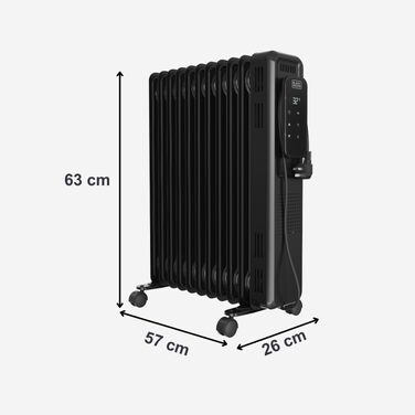 Масляний радіатор BLACK+DECKER BXRA2300E, 2500 Вт, 11 секцій, з термостатом та захистом від перегріву, чорний