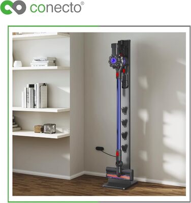 Підставка-органайзер Conecto для пилососів Dyson V6 Pro, V7, V8, Cyclone Fluffy/Absolute, V10 Total Clean, Torque Drive, V11 Animal, V12 Slim Absolute, V15 Detect Absolute, чорна