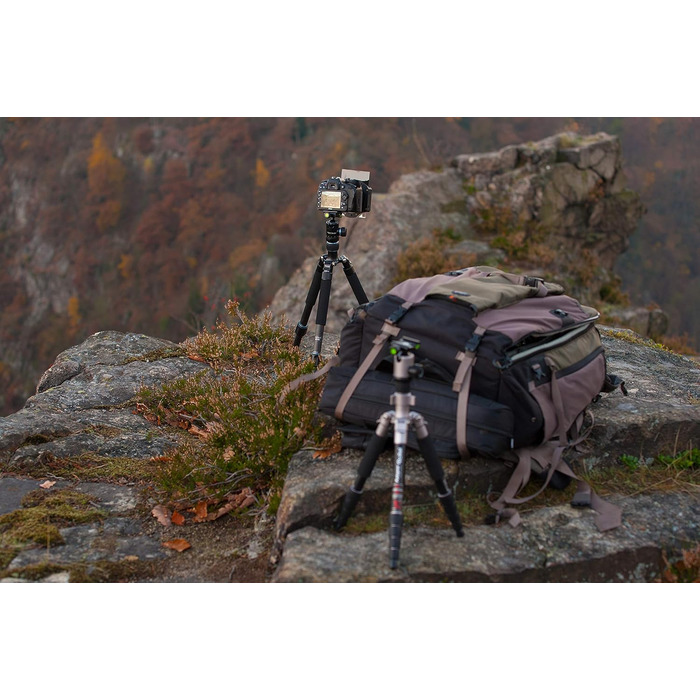 Rollei Compact Traveler No. 1 – легкий алюмінієвий туристичний штатив 31,5 см, Arca Swiss, з кульовою головкою і чохлом, сріблястий