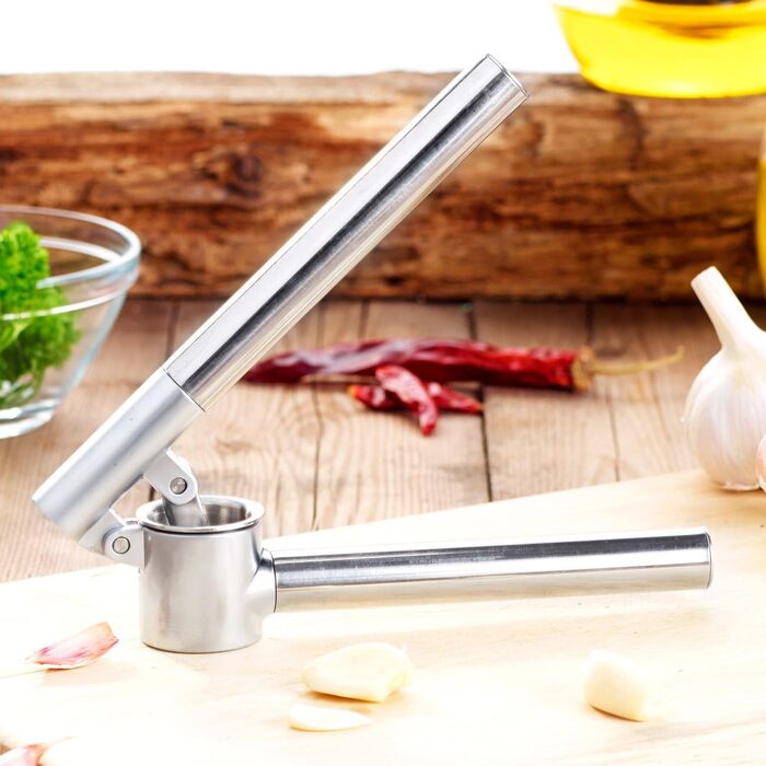 Ручна прес для часнику Rosenstein & Söhne, 2 шт, нержавіюча сталь, прес з ситом для часнику, для спагеті
