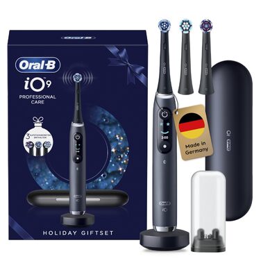 Електрична зубна щітка Oral-B iO Series 9, набір з 2 шт (Чорна та Рожева), 3 додаткові насадки та футляр