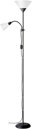 Торшер Brilliant Spari 1,8 м, чорний/білий, для вітальні, LED, з лампою для читання, зручне керування, підходить для будь-якої оселі