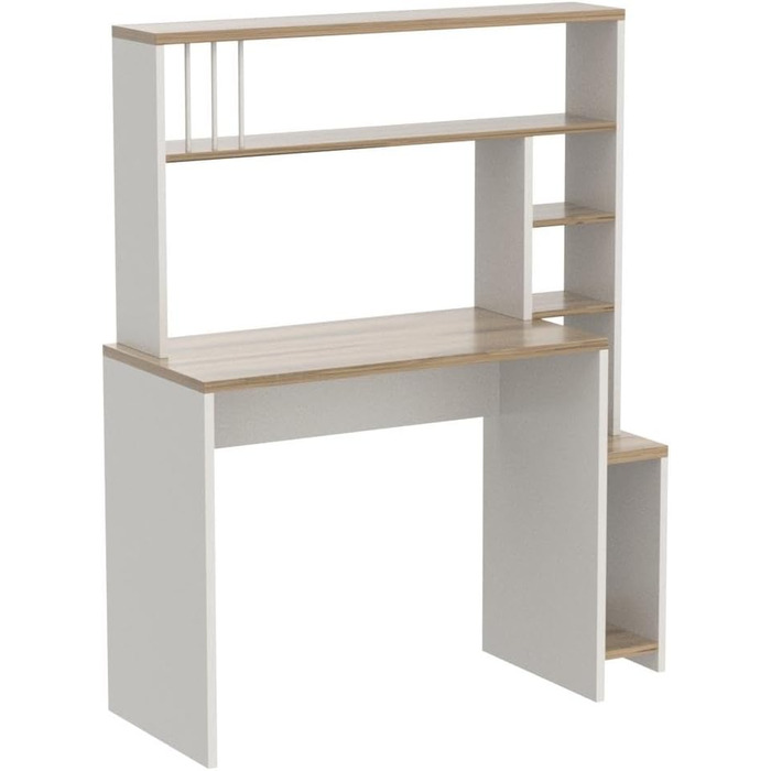 Комп'ютерний стіл HOMIDEA Olivia з полицями, сучасний дизайн, 114x45x139 см, білий