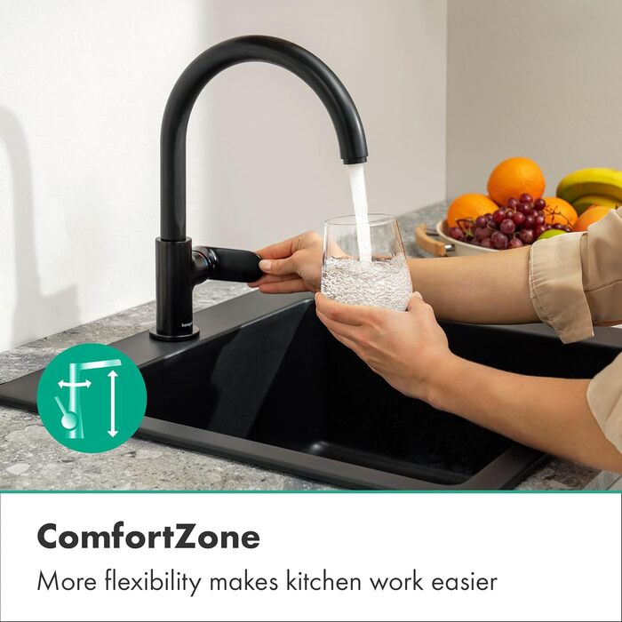 Змішувач кухонний Hansgrohe Vernis Blend M35 матовий чорний, високий вилив 260 мм