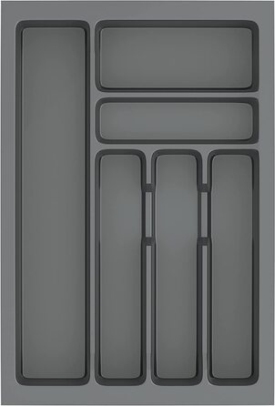 Лоток для столових приборів Sossai Divio, антрацит, 33x49 см, 6 відділень, для шухляд 40 см, підрізний органайзер