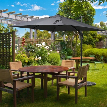 Садова парасолька з консоллю GardenLine, сіра, 420 x 250 см
