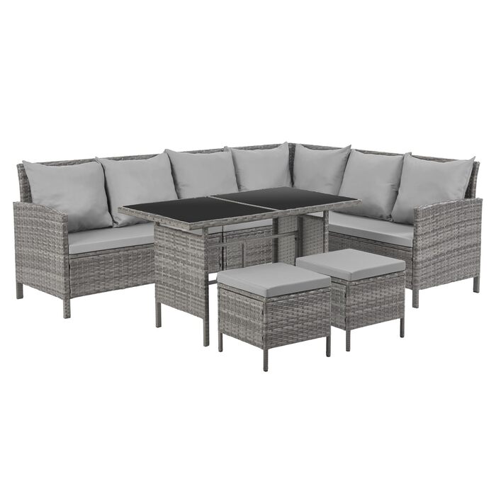 Садовий кутовий диван SVITA Madison Rattan-Lounge з ротангу сірого кольору для тераси та саду