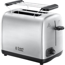 Тостер Russell Hobbs Adventure нержавіюча сталь на 2 тости, широкі слоти, підставка для булочок, 6 режимів, розморожування, підігрів, Lift & Look, 850W
