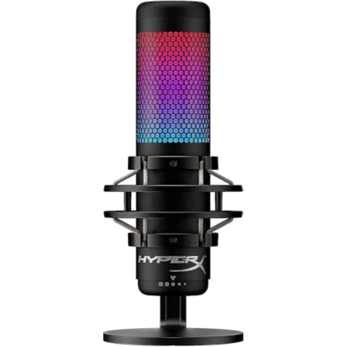 HyperX QuadCast S – RGB USB конденсаторний мікрофон для ПК, PS4, Mac, із захистом від вібрацій та ударів, поп-фільтром, для ігор, стрімінгу, подкастів, Twitch, YouTube, Discord