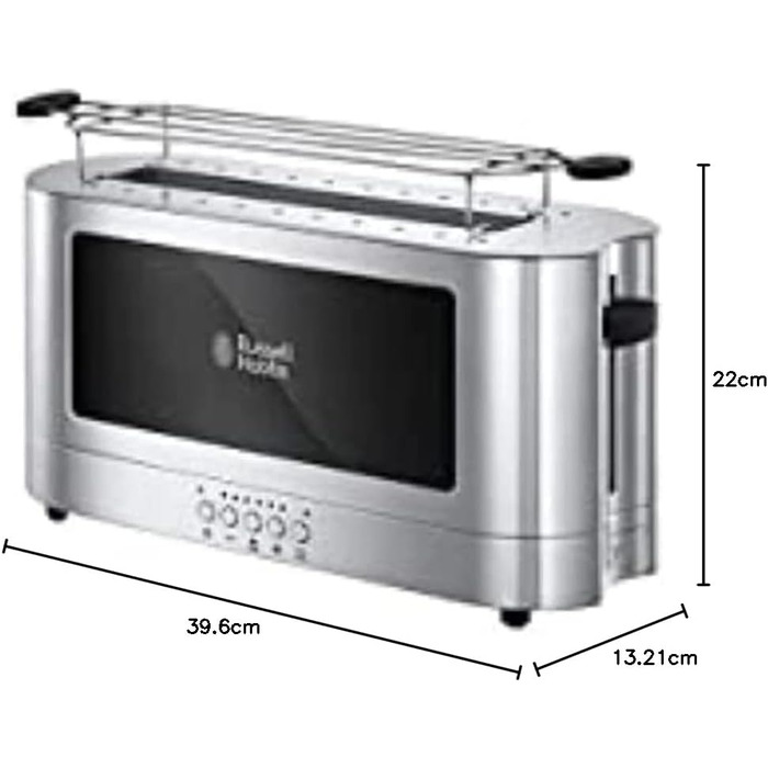 Тостер Russell Hobbs Elegance Glas/Нержавіюча сталь - 2 слоти, розморожування, підігрів, 6 режимів