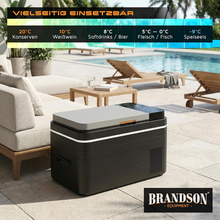 Автомобільний компресорний холодильник Brandson 30л з Bluetooth та Wi-Fi (Tuya Smart) - 230V/12V/24V, морозильна камера до -20°C, Еко-режим, чорний