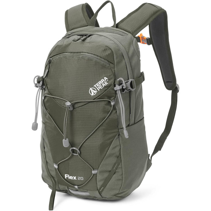 Рюкзак Terra Peak Flex 20L преміум, оливковий – туристичний рюкзак з вентиляцією спини, питною системою, дощовиком, 3D Air Mesh поліестер, поясом, для трекінгу та подорожей