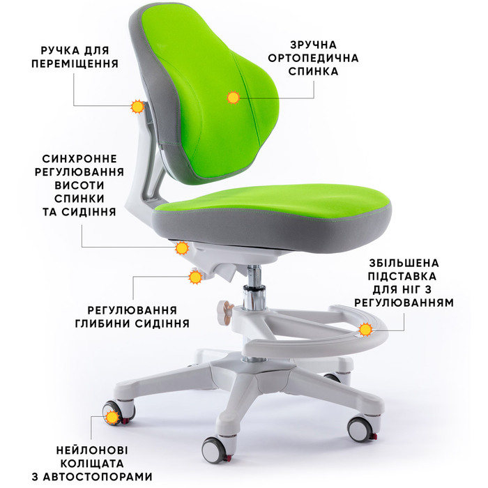 Дитяче крісло Evo-кids Mio Classic Green (арт.Y-405 KZ)