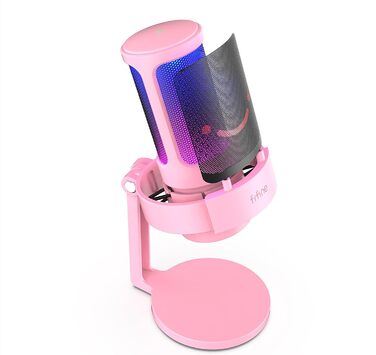 USB мікрофон FIFINE для ПК, ігор, стрімінгу та подкастів з RGB підсвічуванням, кнопкою вимкнення звуку, виходом для навушників і поп-фільтром, сумісний з PS4, PS5 та Mac