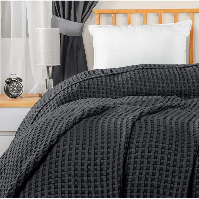 Комплект вафельних ковдр Utopia Bedding з 100% бавовни, літні легкі ковдри (4 шт.), 228x228 см, антрацит