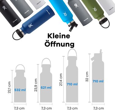 Термобутилка HYDRO FLASK 621 мл із нержавіючої сталі, ізольована спортивна пляшка з герметичною кришкою Flex, індиго, підходить для посудомийної машини, вузька горловина