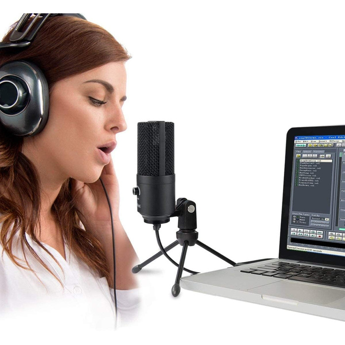FIFINE USB мікрофон для ПК та ігор, студійний конденсаторний мікрофон для подкастів, стрімінгу, Mac, PS4, PS5, з підставкою, чорний