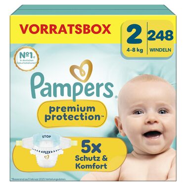Підгузки Pampers Premium Protection розмір 2 (4-8 кг), велика упаковка 248 шт, на липучках