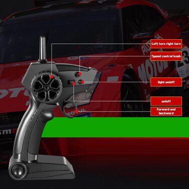 RC Автомобіль Goolsky 1/16 4WD Дрифт, 40 км/год, 2.4GHz, Регульована швидкість, Змінні шини для дрифту та гонок (Жовтий)