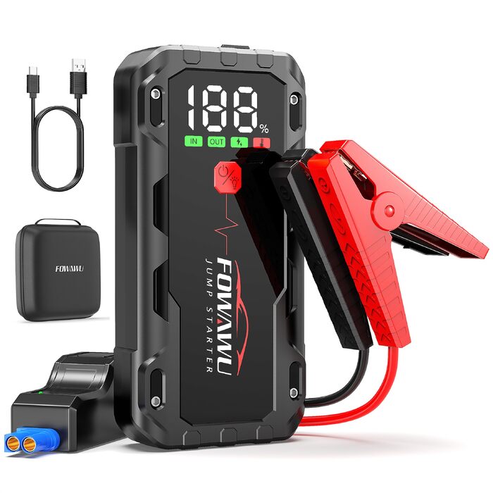Бустер для автомобіля FOWAWU 7000A 26800mAh — Пусковий пристрій (Jump Starter) для бензинових двигунів до 12л та дизельних до 10л