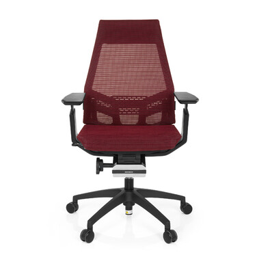 Офісне крісло GENIDIA SMART BLACK з сітчастою спинкою, червоним акцентом hjh OFFICE