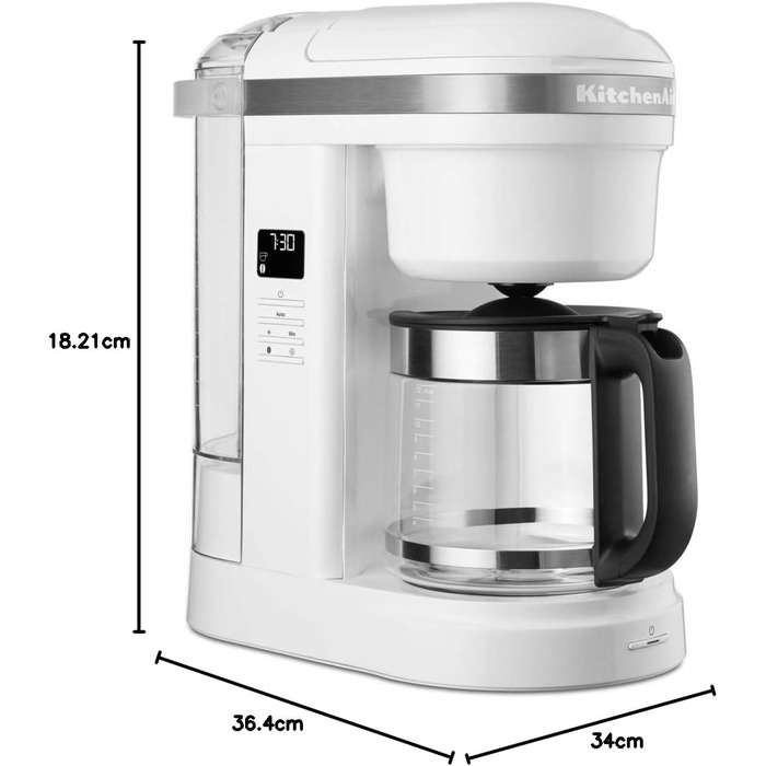Кавоварка крапельна KitchenAid 5KCM1208EWH, біла, скляний глечик