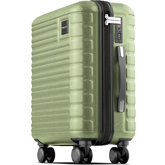 Валіза Travely XL з полікарбонату, велика (77 см), 100л, з TSA-замком та колесами, колір туманно-зелений
