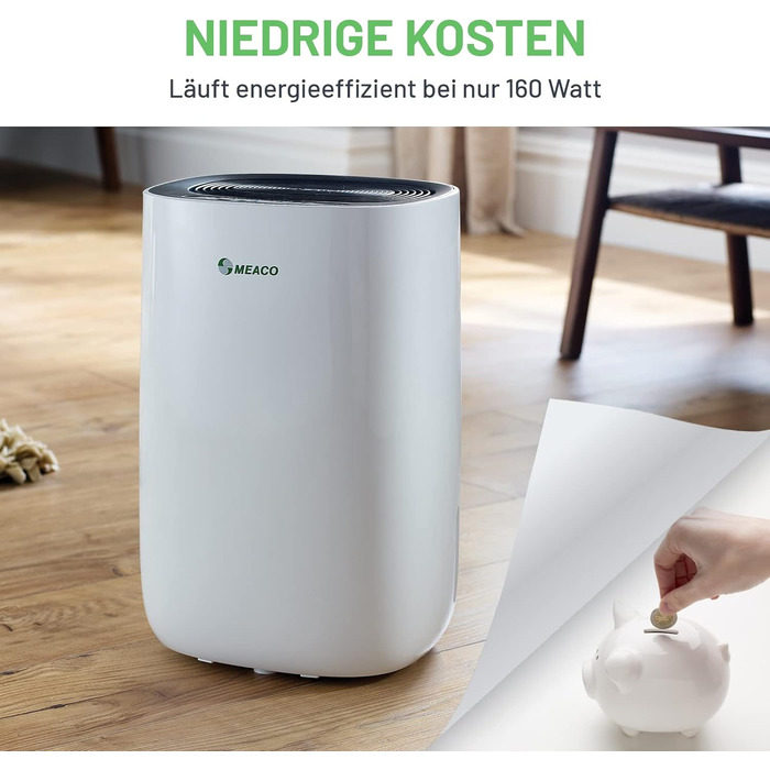 Поглинач вологи Meaco Ultra Leiser 10L – Електричний осушувач повітря MeacoDry ABC для дому, чорний