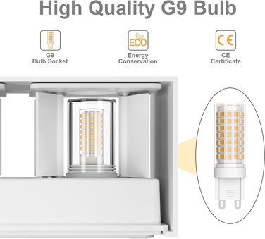 Стіна з зовнішнім підсвічуванням Klighten з LED лампою G9 (18W, 3000K), регульований кут променя, IP54, антрацит/білий