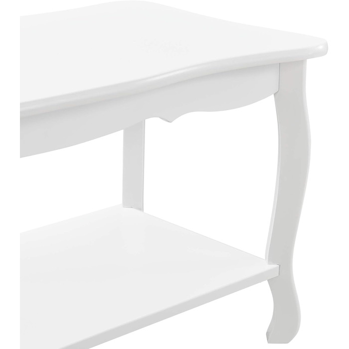 Журнальний стіл en.casa, білий, лакований, стиль шеббі-шик, 88x40x42 см, для вітальні, приставний стіл