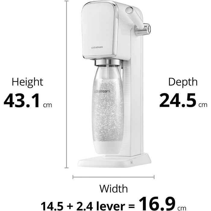 Сифон для газування води SodaStream ART з пляшкою 1л та циліндром CO2, білий