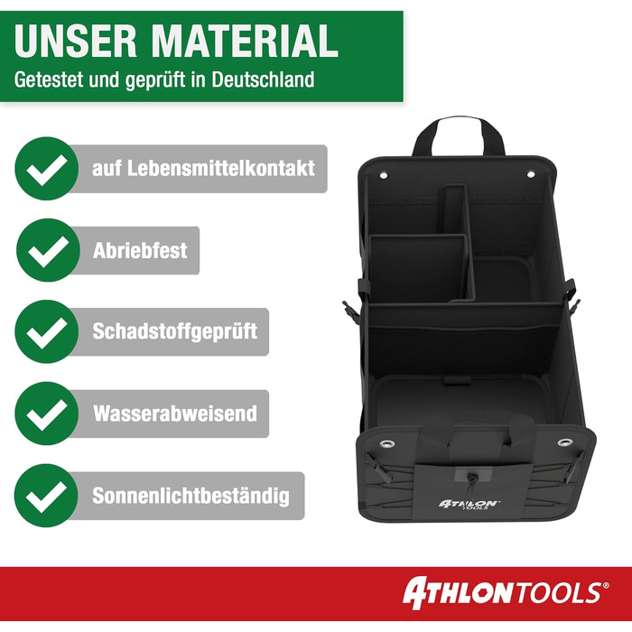 Органайзер у багажник ATHLON TOOLS Premium з кришкою, 60 літрів, чорний з червоним прошиттям