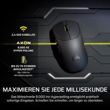 Ігрова бездротова миша Corsair Sabre v2 PRO Ultralight Wireless FPS, 33K DPI, 8000Hz, 36г, чорна