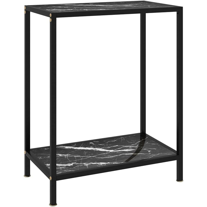 Консольний стіл vidaXL, скляний, чорний і білий, 60x35x75 см, сталева рама, фуршетний стіл для коридору, вітальні, туалетний столик
