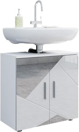 Підмивальна тумба Vicco Irma, білий глянець, з вставками, 60x59 см, тумба під умивальник 60 см