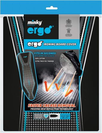 Чохол та підкладка для прасувальної дошки Minky Homecare Ergo Prozone 121,9x38,1 см, чорний і синій