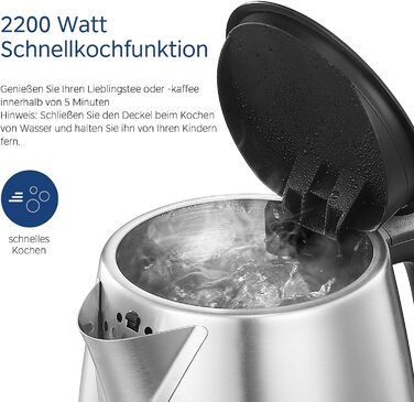 Електрочайник Midea MK-17S30A2 з нержавіючої сталі, 1.7 л, BPA-free, 2200 Вт, швидке кип’ятіння, ізольована ручка, індикатор рівня води, LED-підсвітка, захист від перегріву