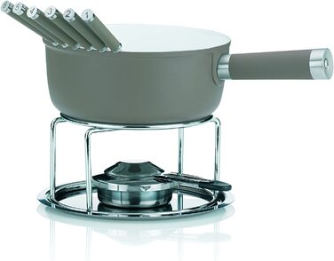 Набір для фондю Kela Käsefondue Set 10tlg: алюмінієва каструля, керамічне покриття, для 6 осіб, з підставкою для палива та виделок