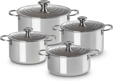 Сковорода LE CREUSET з антипригарним покриттям, 24 см, нержавіюча сталь 3-шарова, набір 4 шт.