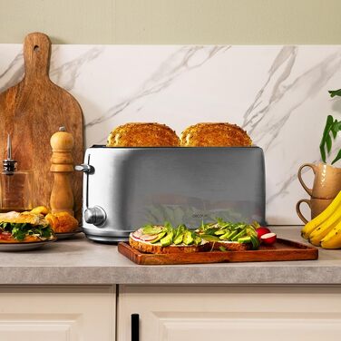 Тостер Cecotec Toast&Taste 1600 Retro Double – 4 слоти, нержавіюча сталь, 1630 Вт, регульована потужність, з підносом для крихт