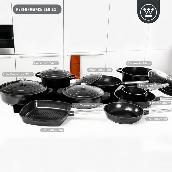 Каструля Westinghouse PERFORMANCE SERIES 18 см, індукційна, молочний сотейник, універсальний для всіх плит і духовки, не нагрівається ручка з нержавіючої сталі, чорний