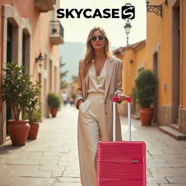 Валіза Travel One Hartschalen – набір дорожніх валіз 32/60/98 л, кодовий замок, колеса 360° (Червона, 68 л)